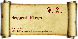 Hegyesi Kinga névjegykártya